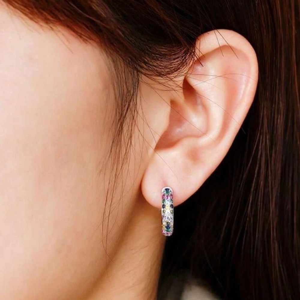 Multi Colored Rhinestone Earrings - image 2